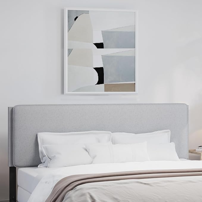Hillsdale, Emslie King Upholstered Adjustable Headboard, Light Gray