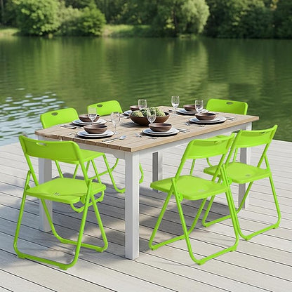 Karl home 10 Pcs Folding Chair, 300LBS Lightweight Foldable Plastic Chair, Reinforced Metal Frame Easy to Fold & Store for Indoor & Outdoor, Wedding, Party, Meeting Room, Patio and Garden, Green