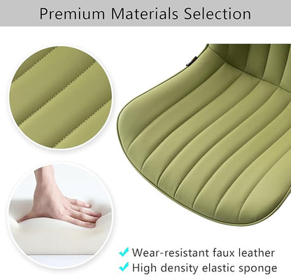 YOUNIKE Ergonomic Home Office Desk Chair with Wheels Comfy Armless Criss Cross Chair with Back Adjustable Modern Leather Upholstered Swivel Vanity Chair Small Cute Rolling Task Chair Avocado Green