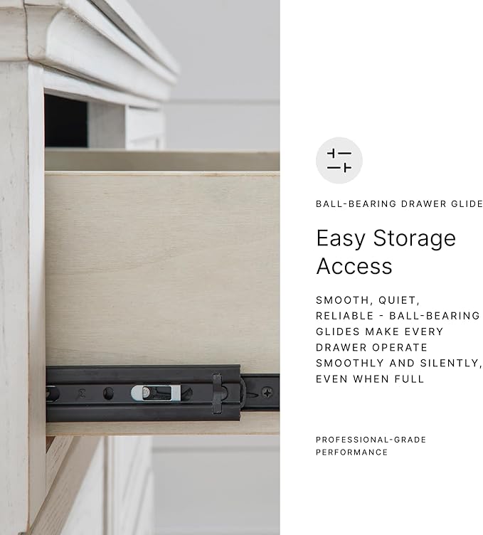 Signature Design by Ashley Blendon Traditional 5-Drawer Chest of Drawers with Safety Stop, White & Dark Brown