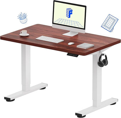 FLEXISPOT EN1 One-Piece Standing Desk 40"x24" Mahogany - 1" Thick Desktop, Home Office Use, Height Adjustable with 4 Memory Presets, Supports Multiple Monitors, 2 Packages