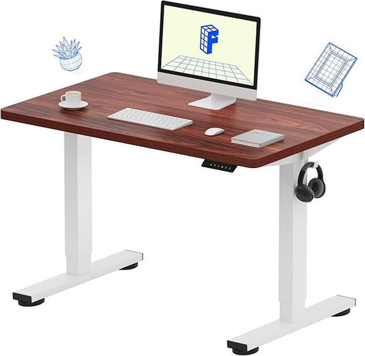 FLEXISPOT EN1 One-Piece Standing Desk 40"x24" Mahogany - 1" Thick Desktop, Home Office Use, Height Adjustable with 4 Memory Presets, Supports Multiple Monitors, 2 Packages