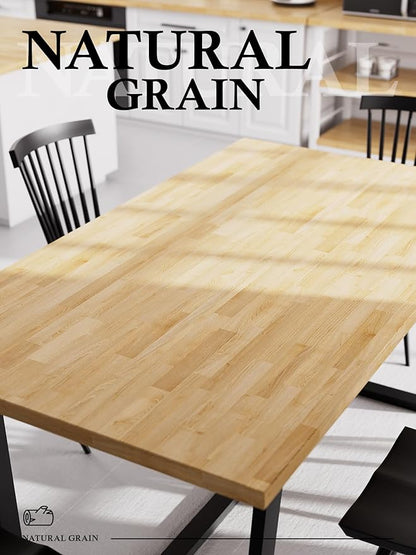 5FT Butcher Block Countertop Birch Solid Wood - 60" x 25" Table Top Butcher Block Cutting Board for Kitchen Island Living Dining Table Office Desk Workbench laundry Countertop Unfinished 1.5" Th