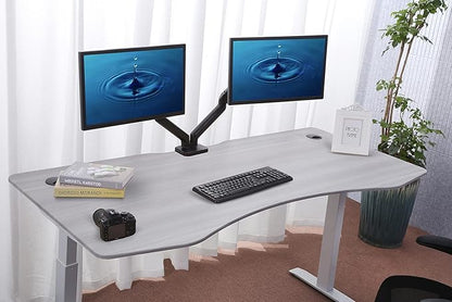ApexDesk Elite Pro Series 71" x 33" Electric Height Adjustable Stand up Desk, Sit Stand Home Office Desk, Computer Desk - Curved Grey Top/White Frame