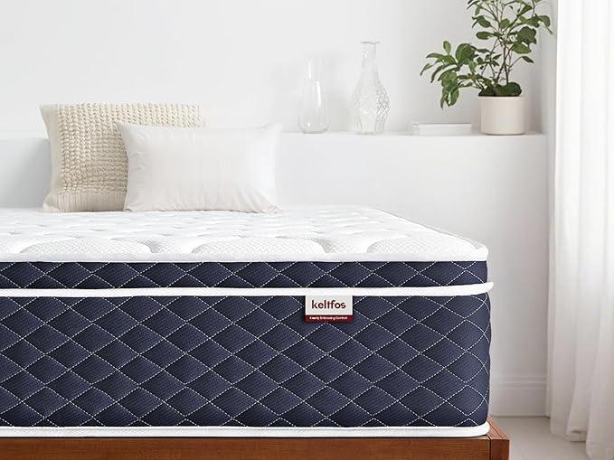 Queen Mattress for Back Pain, 12" Hybrid Mattresses in a Box, Individual Pocket Coils, Medium Firm Feel, CertiPUR-US® Certified Memory Foam, 100-Night Trial, Personalized Support & Pressure Relief