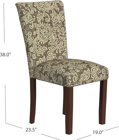 HomePop Classic Parsons Dining Chair, Pack of 2, Brown Jacobean Print