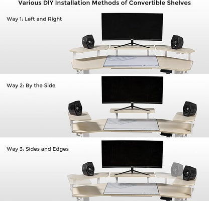 EUREKA ERGONOMIC Aero 55 Inch W Shaped Electric Standing Desk, Height Adjustable Computer Gaming Desk with LED Monitor Shelf, Mouse Pad, Headphone Hook, Cup Holder, Natural Maple
