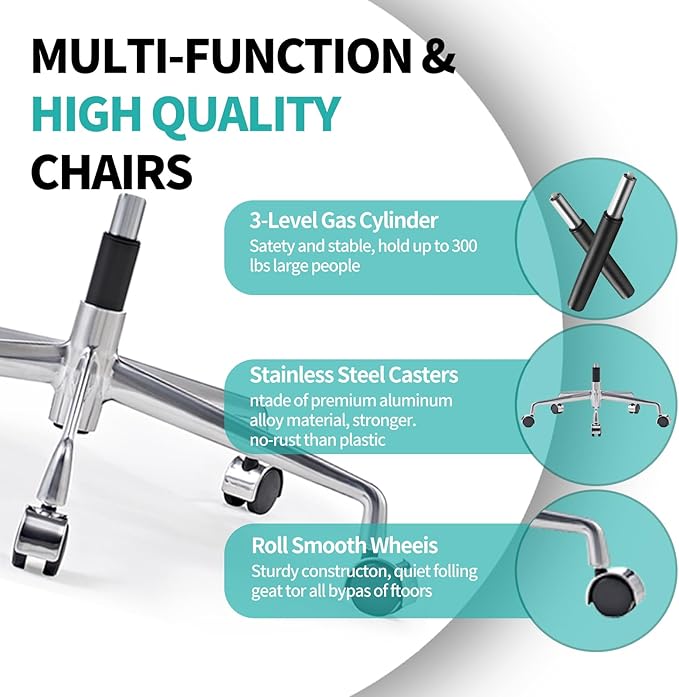 Mid Back Support with Arm Rest Office Ergonomic, Adjustable Swivel Vegan Leather Desk, Receptionist Chairs -Grey