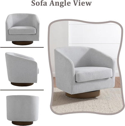 Lumibee Swivel Accent Chair, Chenille Fabric Swivel Barrel Chair for Living Room, Modern Comfy Upholstered Round Armchair Single Sofa Chair for Bedroom, Club-Bright Gray