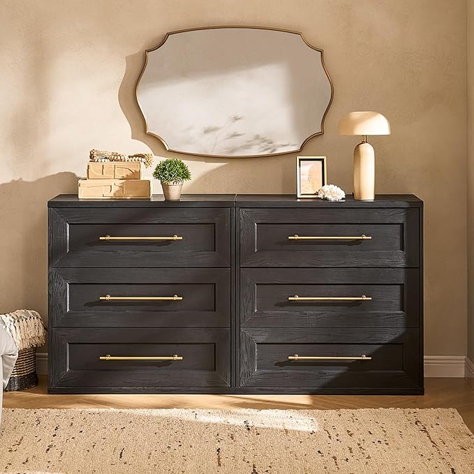 mopio Blake 3 Drawer Dresser for Bedroom, Chest of Drawers, Wood Dresser Organizer, Modern Farmhouse, Tall Night Stand, Enhanced Safety, Sturdy Compliant (2, Black Oak, One Size)