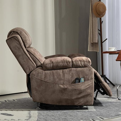 Big Man Power Lift Recliner for Elderly Adults 28 Inch Wide Seat, Lay Flat Lift Chair with Heat Massage, Arm Storage Cup Holders, USB Type C Charging, Oversized Recliner 400 lbs