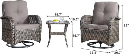 HUMMUH 7-Piece Outdoor Patio Furniture All-Weather PE Wicker Outdoor Conversation Set-Patio Couch Swivel Rocker Chairs with Ottomans Tables for Backyard,Poolside,Deck