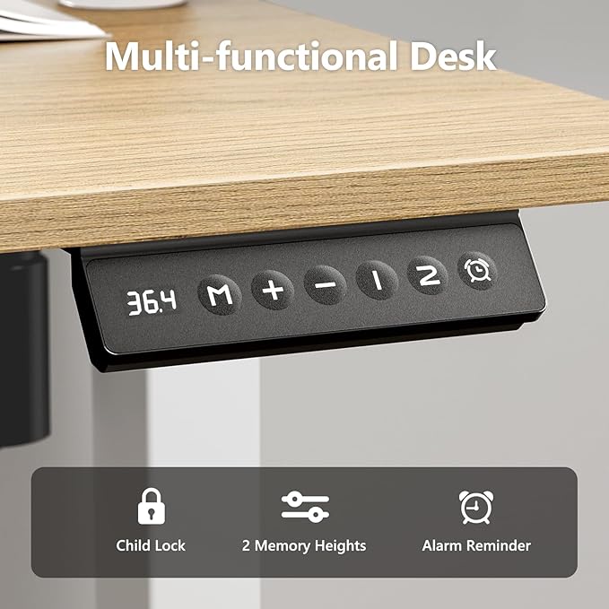 Electric Standing Desk 48 x 24 Inches, Height Adjustable Sit Stand Home Office Computer Desk with Memory Presets,Wood Color