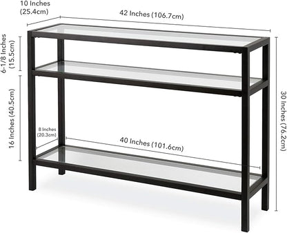 Henn&Hart 42" Wide Rectangular Console Table in Blackened Bronze, Entryway Table, Accent Table for Living Room, Hallway