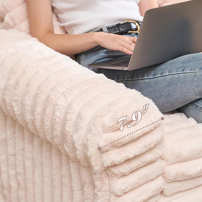 Belffin Upholstered Chaise Lounge Pull Out Sofa Bed with Pillows Couch Bed Sofa Pull Out Couch Sleeper Chair with Rolled Armrests for Living Room Plush Corduroy (Pink)