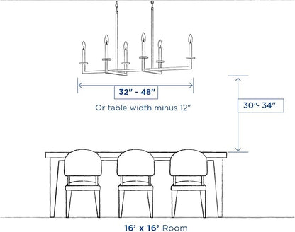 Progress Lighting Drum Shade Collection Five-Light Chandelier, Farmhouse Style Hanging Ceiling Light Fixture for Dining Rooms, Foyers, White Fabric Shade, Brushed Bronze