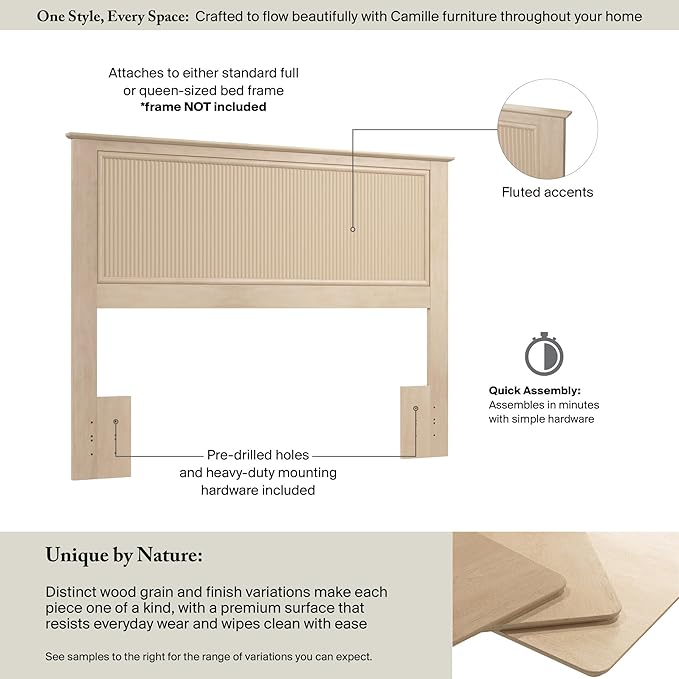 Bush Home 65-inch Full/Queen Headboard, Bedroom Furniture, Camille Collection, Natural Birch