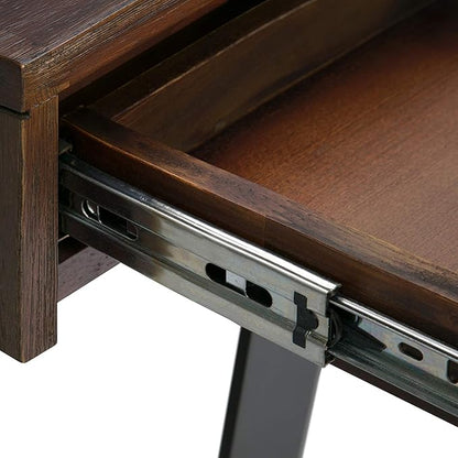 SIMPLIHOME Lowry Desk - 54-Inch Wide Solid Acacia Wood and Metal Writing Desk in Distressed Charcoal Brown, Modern Industrial Home Office Computer Table with 2 Drawers and Flip-Down Keyboard Tray