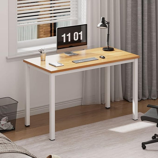 Need Computer Desk 39.4 inches Computer Table Writing Desk Workstation Office Desk, Teak White