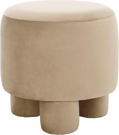 SAFAVIEH Home Collection Naref Tan Brown Velvet Round Ottoman