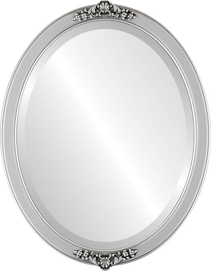 OVALCREST Oval Beveled Wall Mirror for Home Decor - Athena Style - Silver Spray - 26" x 22" Outside Dimensions