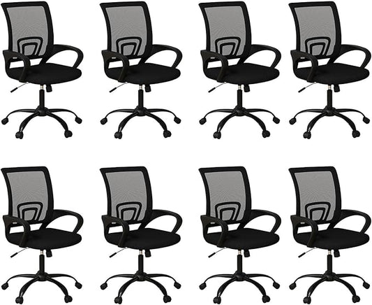 Bonzy Home Ergonomic Conference Room Chairs Set of 8, Rolling Conference Chair with Wheels, Mesh Computer Desk Chair Office Chairs with 360°Swivel, Height Adjustable, 8 Pack
