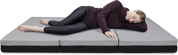 Milliard Dual Sided Premium Tri Folding Mattress, Memory Foam Foldable Mattress with Waterproof Washable Cover + Bonus Eye Mask Included