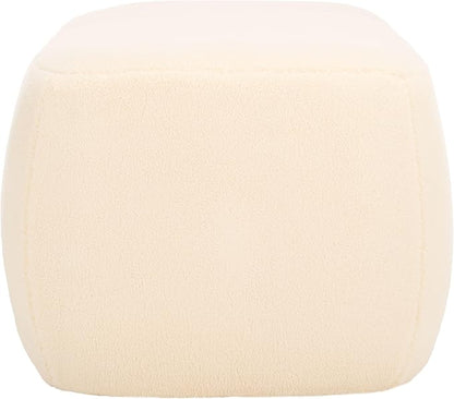 SAFAVIEH Home Collection Whitley Cream Faux Shearling Rectangular Ottoman (Fully Assembled)