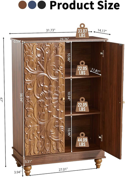 Sideboard Buffet Cabinet with Storage, Kitchen Storage Cabinet with Adjustable Shelves and 2 Doors, Vintage Accent Table for Living Room, Hallway (Walnut)