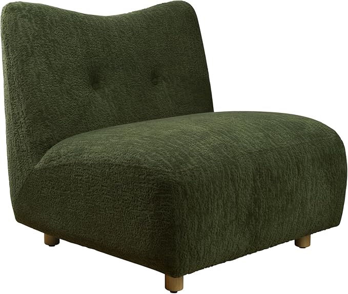 Art Leon Modern Accent Chair - Fabric Modular Sofa Chair Armless Chair with Wooden Legs Set of 2 for Living Room Bedroom Green