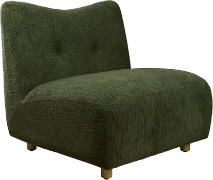 Art Leon Modern Accent Chair - Fabric Modular Sofa Chair Armless Chair with Wooden Legs Set of 2 for Living Room Bedroom Green