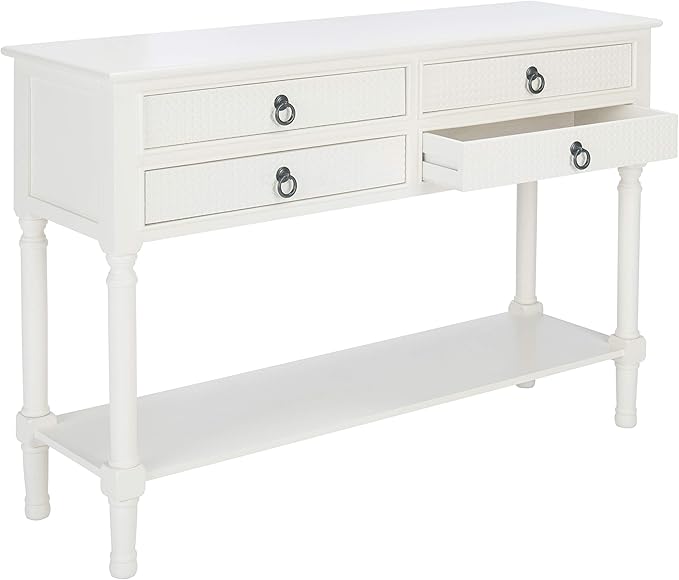 Safavieh Home Collection Haines White 4-Drawer Bottom Shelf Console Table