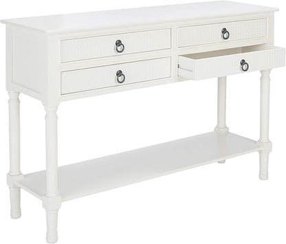 Safavieh Home Collection Haines White 4-Drawer Bottom Shelf Console Table