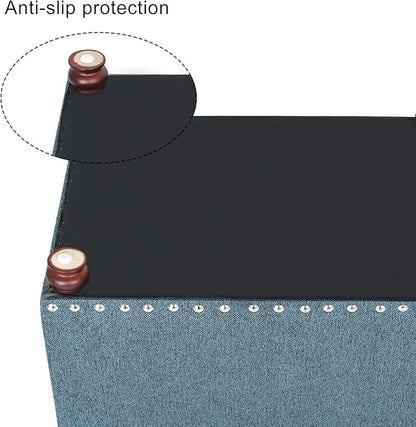 Joveco 24" Ottoman with Storage for Living Room Rectangular Fabric Tufted Bench Footrest Toy Chests for Bedroom (Cyan)