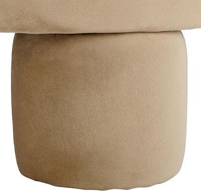SAFAVIEH Home Collection Naref Tan Brown Velvet Round Ottoman