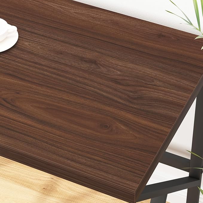 HSH Walnut Computer Desk, Industrial Modern Metal Wood Desk Workstation, Rustic Executive PC Laptop Work Desk Table for Home Office, Simple 55 Inch Writing Study Gaming Desk in Bedroom Living Room