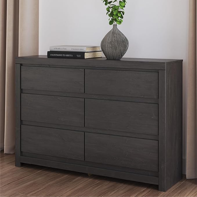 Signature Design by Ashley Parlayon Casual 6-Drawer Dresser with Safety Stop, Gray