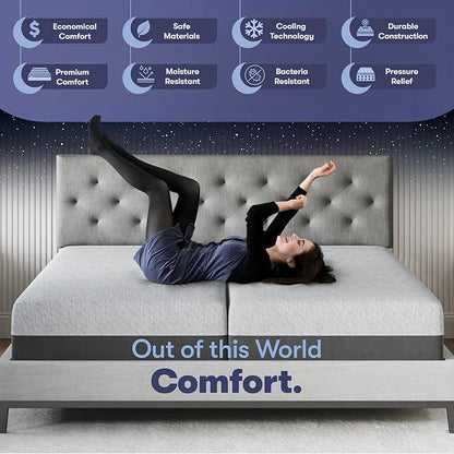 Celestial Sleep Gel Memory Foam Mattress in a Box, Made in The USA, CertiPUR-US® Certified Foam, Oeko-Tex, and Fiberglass-Free Certified Bed, 12 inch Soft - Split King