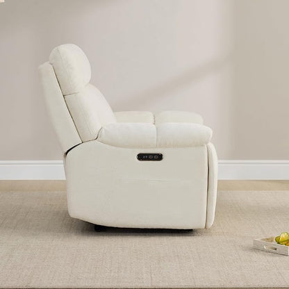 CHITA Oversized Power Recliner Chair with Bluetooth Speakers for Adults, Lay Flat Recliner with Power Lumbar Support, Manual Winged Headrest and USB & Type-C Charging Ports, Cream