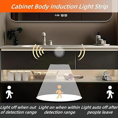 52IN Grey Bathroom Vanity Set - Floating Bathroom Vanity with Single Sink | Including LED Smart Defogging Mirror Cabinet & Time Display Function, Equipped with Motion Sensing Light Strip (Style A)
