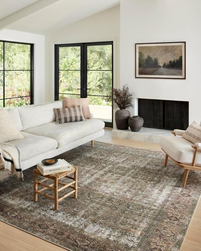 Loloi Amber Lewis Georgie Collection GER-07 Moss/Salmon 2'-6" x 7'-6", .19" Pile Height, Runner Rug