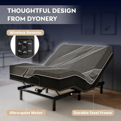 Full Adjustable Bed Base Frame with Wireless Remote + 14 Inch Full Gel Memory Foam Mattress Bed in a Box, Head and Foot Incline, Zero Gravity, Fiberglass Free, 75" × 54"
