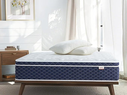 Queen Size Mattresses, Cushion Firm 12 Inch Hybrid Mattress for Couples, 700+ Pocket Coils for Motion Isolation & Dual Cooling Zones, CertiPUR-US Certified Foam Bed in A Box, 100 Days Trial