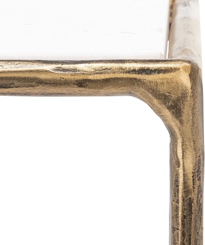 SAFAVIEH Couture Home Collection Jessa Brass Metal/White Marble Top Entryway Living Room Rectangle Console Table (Fully Assembled)
