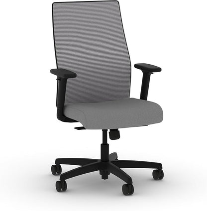 HON Ignition 2.0 Mid Back Task Chair, Standard Synchro-Tilt Control, Office Chair with Lumbar Support, Height and Width Adjustable Arms, Black Frame, Frost