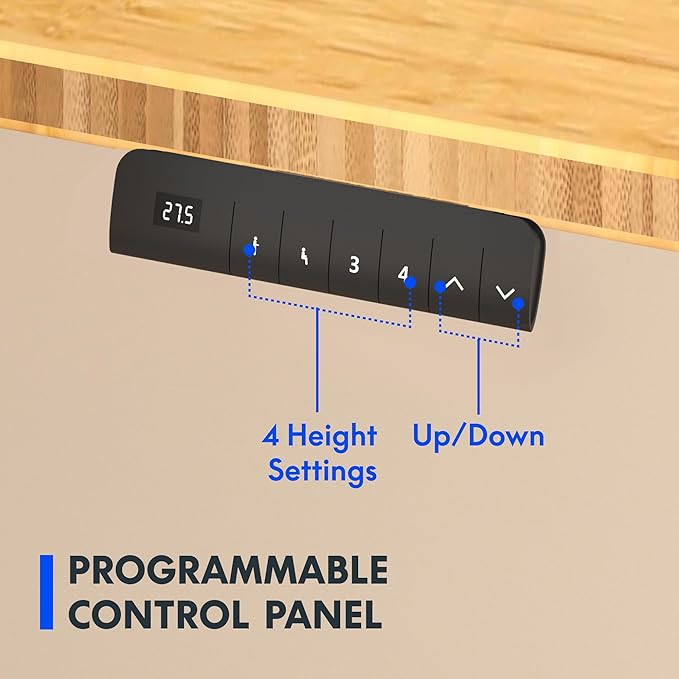 FLEXISPOT E3 Bamboo Dual Motor 48x24 Inch Electric Height Adjustable Standing Whole-Piece Board Sit Stand Up Desk (Black Frame + Bamboo Desktop)