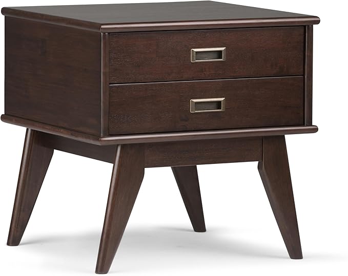 SIMPLIHOME Draper SOLID HARDWOOD 22 inch Wide Rectangle Mid Century Modern End Side Table in Medium Auburn Brown for the Living Room and Bedroom