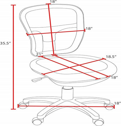 Niche Regency Armless Harrison Mesh Back Swivel Task Office Chair- Black