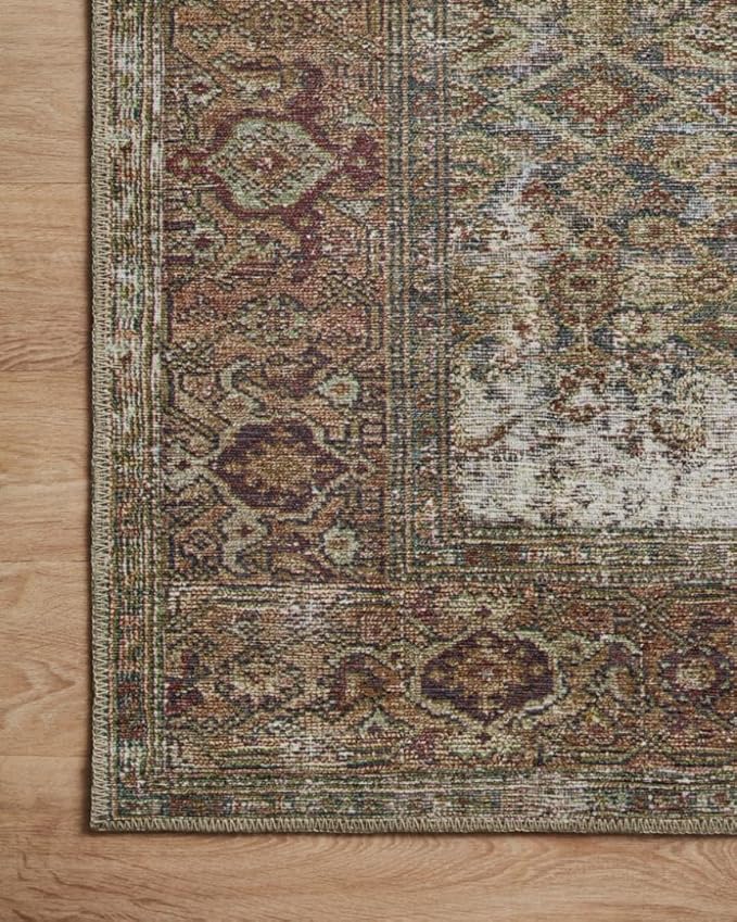 Loloi Amber Lewis Georgie Collection GER-07 Moss/Salmon 8'-4" x 11'-6", .19" Pile Height, Area Rug