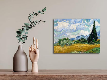 Wieco Art Wheat Field with Cypresses by Van Gogh Famous Oil Paintings Reproduction Modern Landscape Canvas Prints Artwork Pictures on Canvas Wall Art for Home Office Decorations